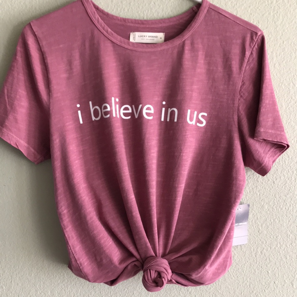 New Lucky Brand Women’s “I believe in us” Graphics Love Tee